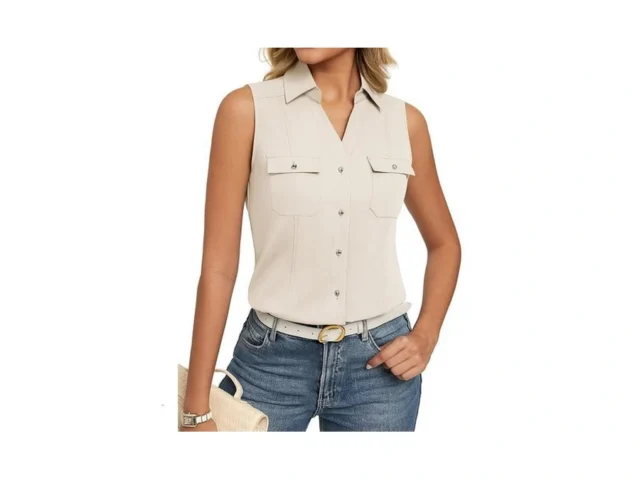 Grace Karin Women Sleeveless Button Down Shirts… Coupon