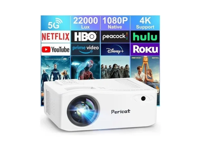 Pericat 5g Wifi Bluetooth Projector Native 1080p… Code
