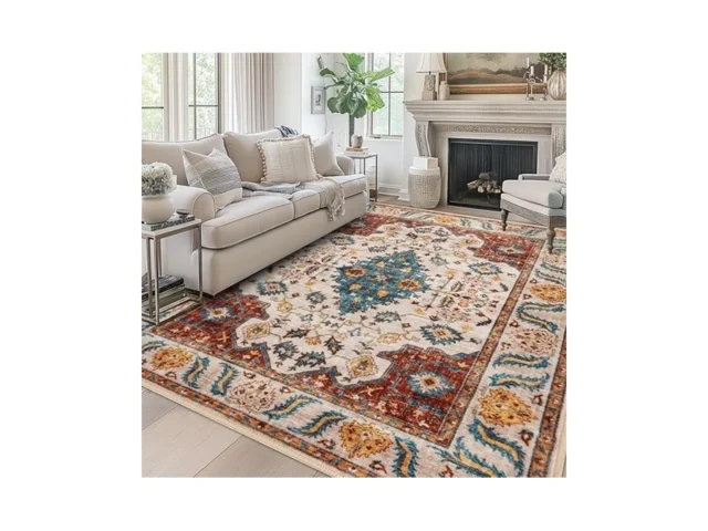 Area Rug 8×10 For Living Room Soft Machine Washable… Code