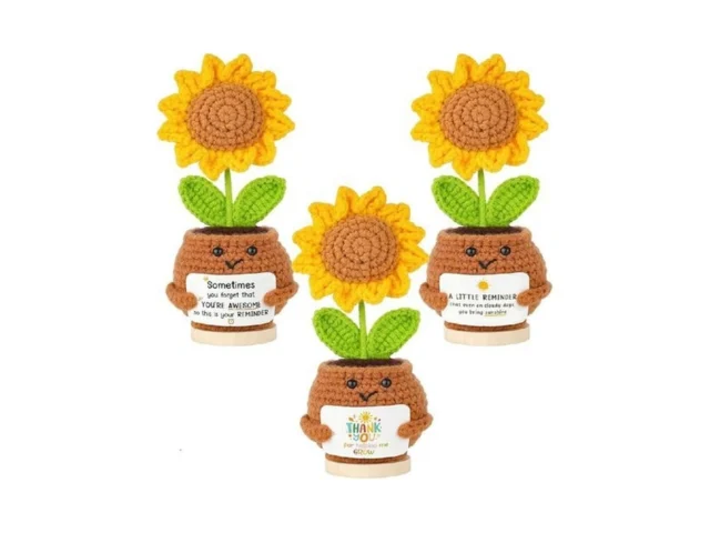 3 Pcs Emotional Support Crochet Sunflower… Code