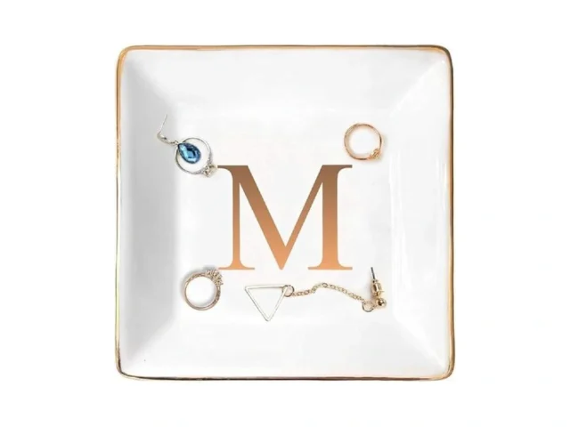 Anotion Jewelry Tray Ring Dish With Ini-tial Gift-… Coupon