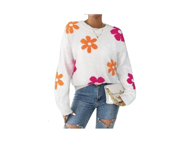 Libsorge Womens Oversized Cute Flower Sweater… Code