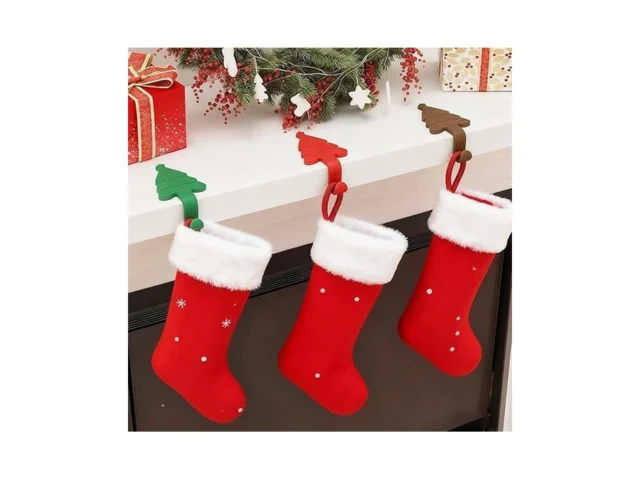 3pcs Christmas Stocking Holders Bendable Mantel… Code