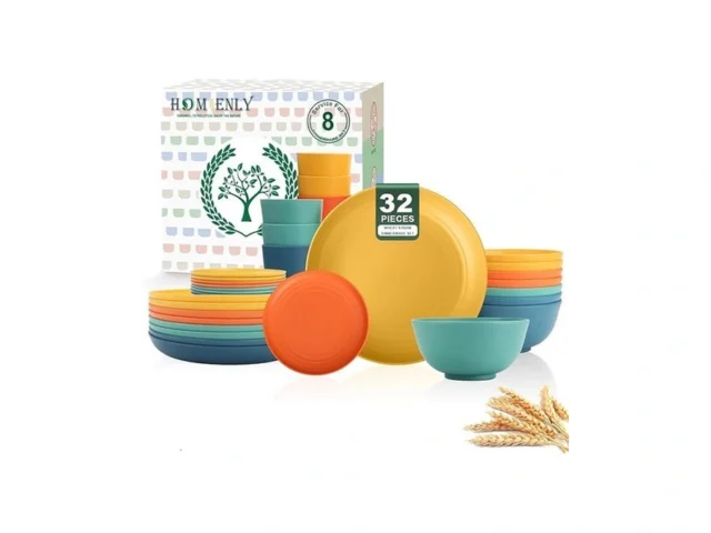 Homienly Dinnerware Set 32-piece Wheat Straw… Code