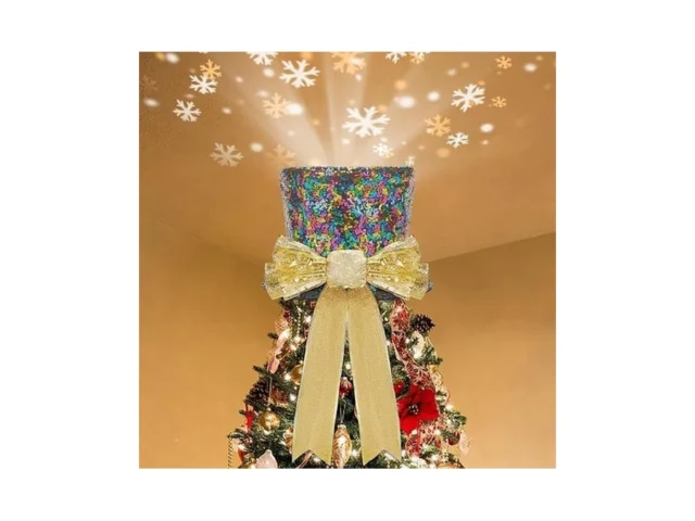 Glitter Christmas Tree Topper Hat With Bows Lighted… Code