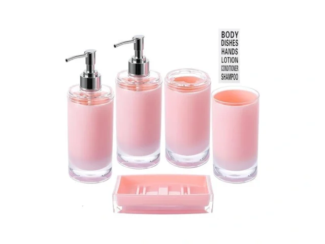 Pink Bathroom Accessories Set 5 Pieces Soap… Code