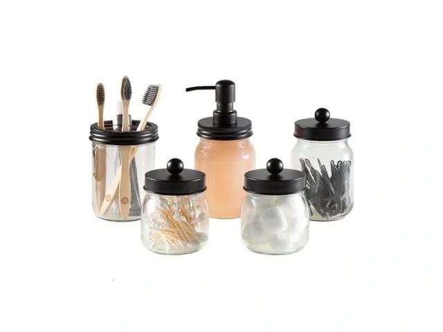 Mason Jar Bathroom Accessories Set 5-piece Bathroom…