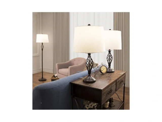 Lavish Home Table And Floor Lamps Set Of 3 Spiral… Coupon