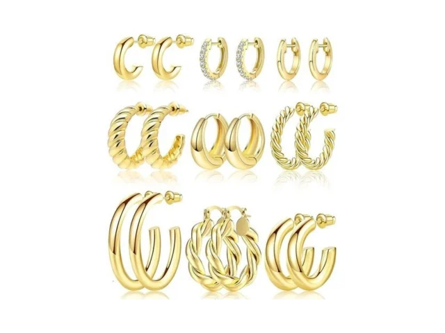 Adoyi Gold Hoop Earrings Set For Women Girls Trendy… Code