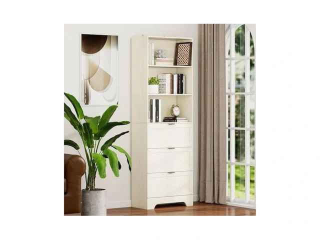 Ftzxhklx 6 Tier Book Shelf With Drawers White… Code