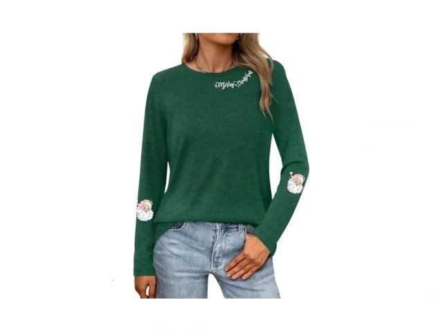 Pechar Women S Merry Christmas Long Sleeve Green… Code