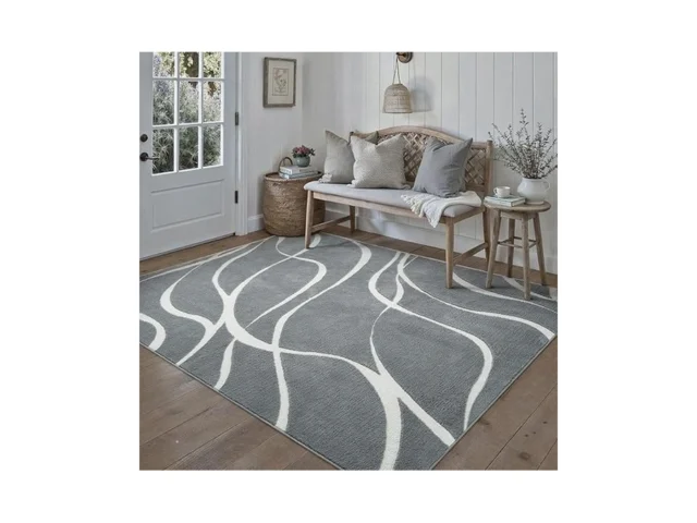 Hugear Shag Area Rug 4×6 Grey Ivory Washable Living… Code