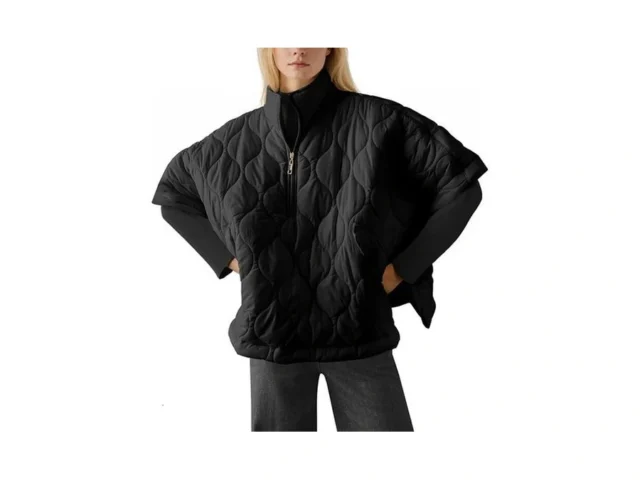 Fazortev Women S Puffer Poncho Pullover Quilted… Code