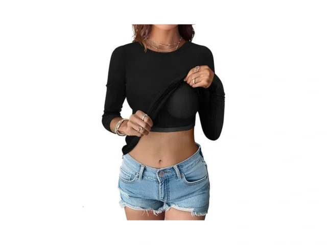 Anrabess Women Long Sleeve Shirts Built-in Bra… Code