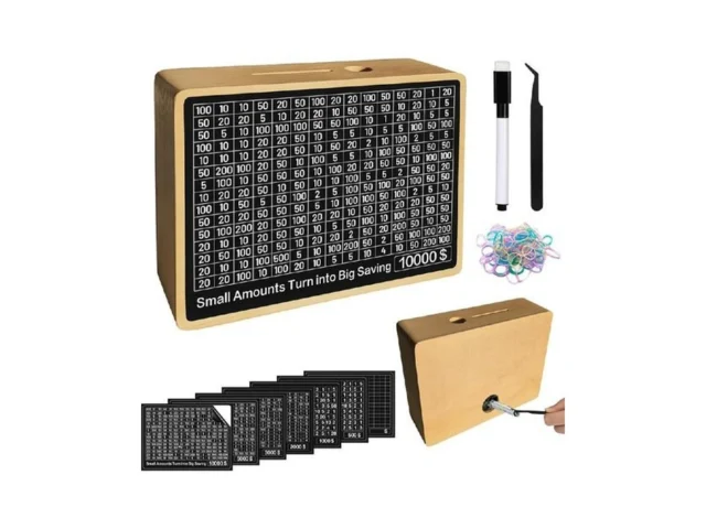 Quincunx Wooden Money Saving Box Cash Savings Box… Code