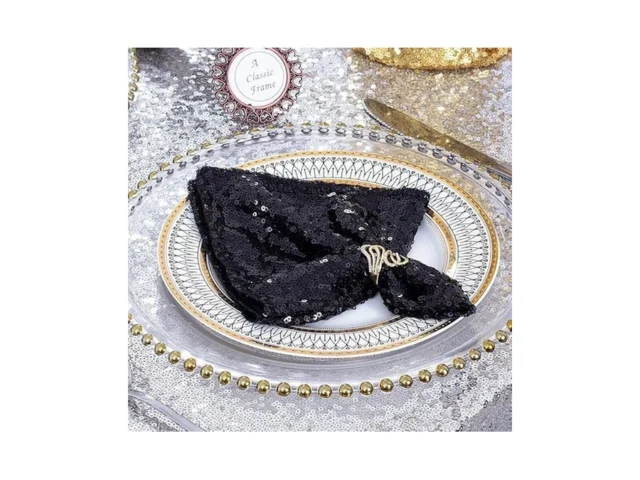 Eternal Beauty Black Sequin Cloth Napkins 12 X12 -… Code