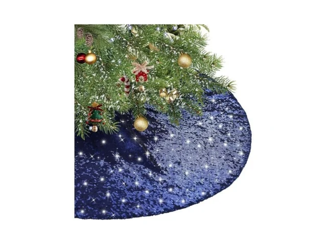 Eternal Beauty Christmas Tree Skirt 50 Inch Navy… Code