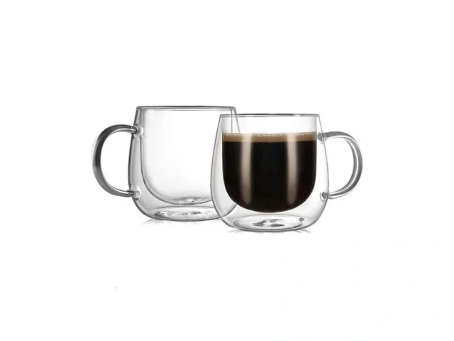 Cnglass 12oz Double Walled Glass Coffee Mugs 2-pack… Code