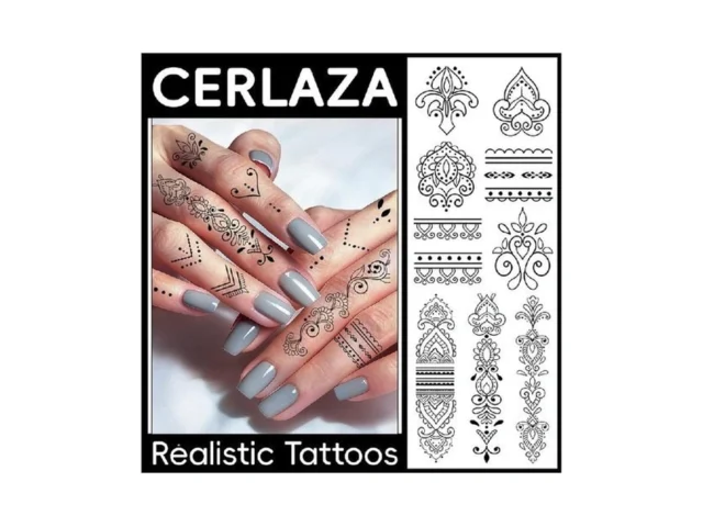 Cerlaza 62 Styles Temporary Tattoos Adult Henna… Code