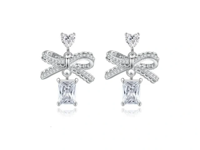 Bow Earrings For Women Silver Gold Bow Dangle… Coupon