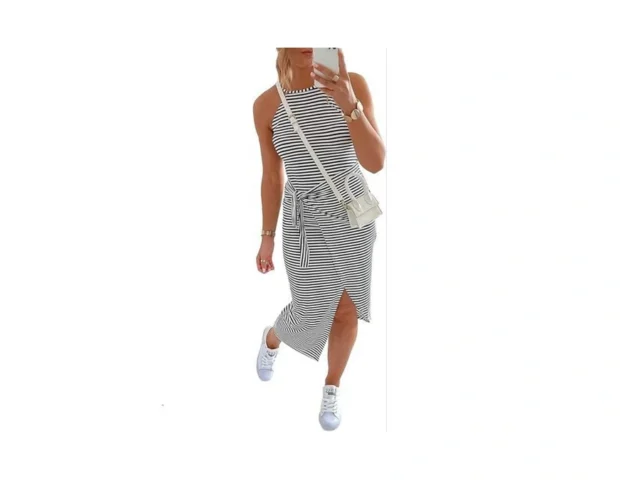 Nollsom Women Casual Sleeveless Striped Bodycon… Coupon