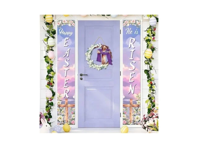 3pcs Easter Decorations He Is Risen Porch Sign… Code