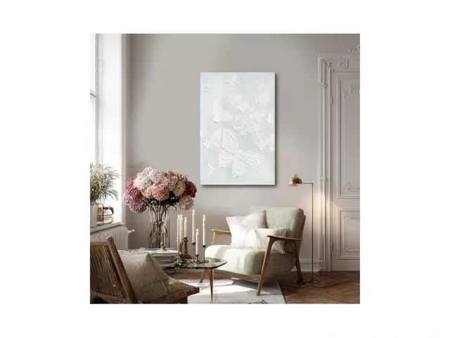 Sheyoye White Butterfly Wall Art 24×36 Inch Hand… Coupon