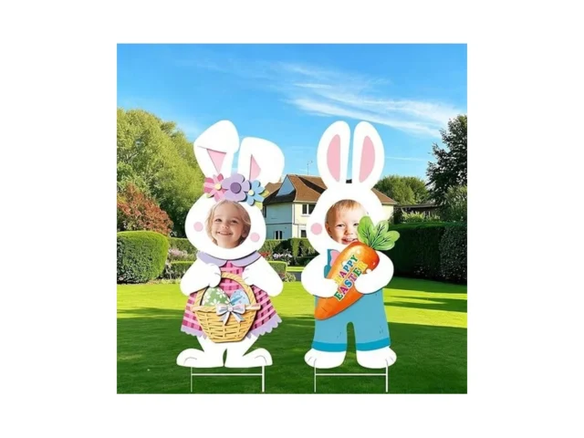 2 Pcs Happy Easter Face Yard Signs Decorations Cute… Code