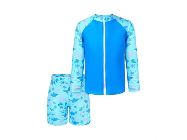 Boys Two Piece Rash Guard Swimsuits Long Sleeve… Code