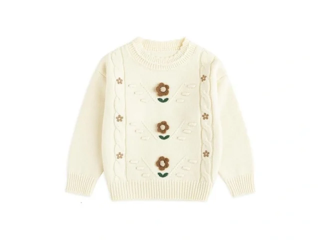 Simplee Kids Baby Girl Knit Sweater Round Neck Long… Code