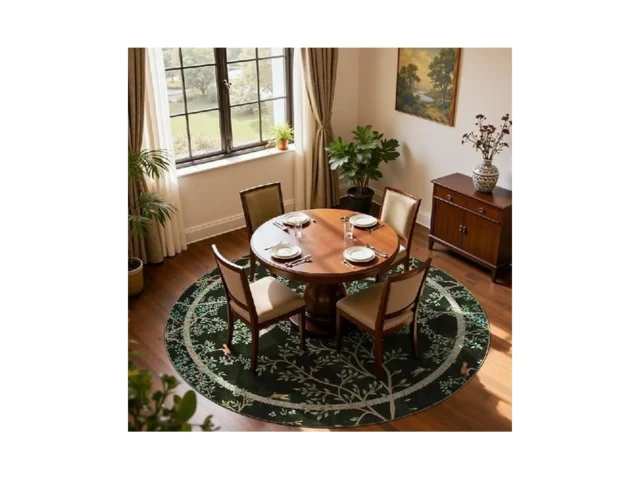 Jinchan Yarden Round Rugs 7ft Moss Green Botanical… Code