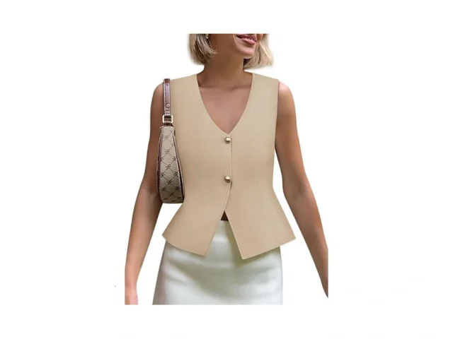 Womens Sweater Vest Summer V Neck Button Up Knit… Code