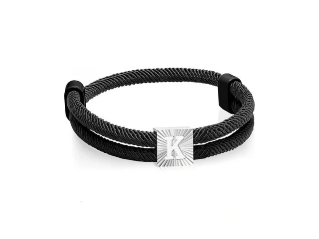 Rope Initial Bracelet For Men A-z Letter Black… Code