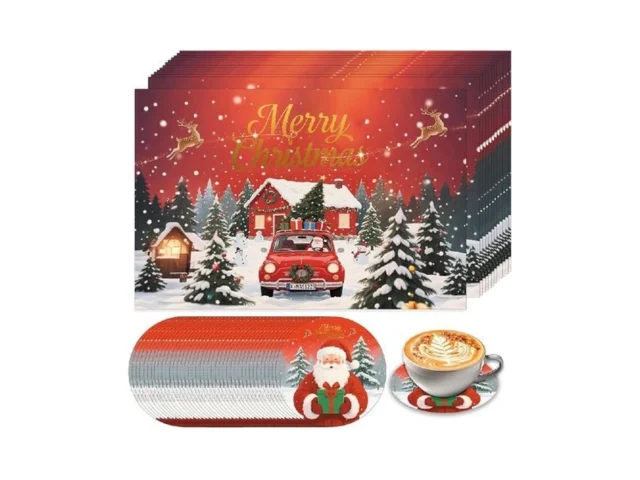50 Pcs Christmas Paper Placemats Christmas Red… Code