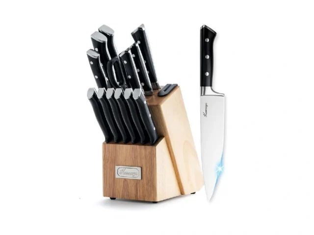Hancorys Knife Block Set 15 Pcs Kitchen Knife Set… Code