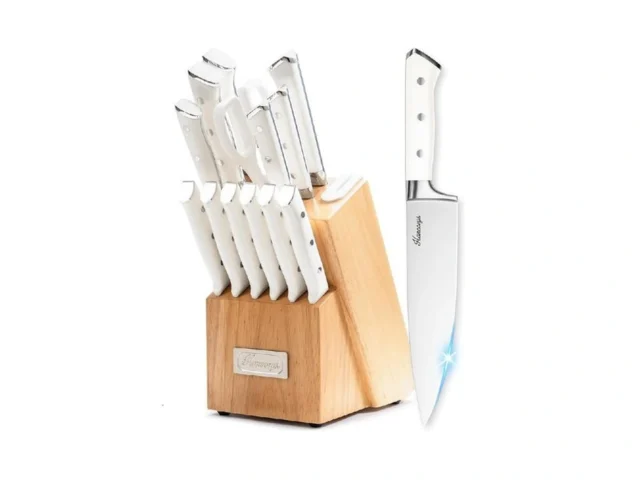 Hancorys Knife Set 15 Pcs Kitchen Knife Block Set… Code