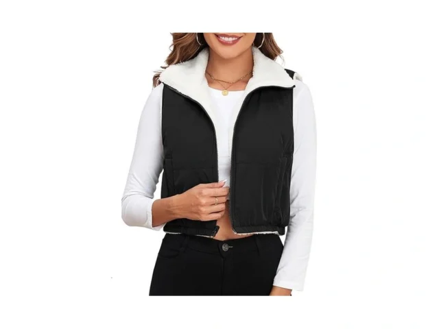 Zaful Women S Cropped Puffer Vest Reversible Fleece… Code