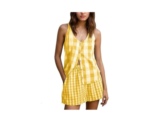Burtell Summer Gingham 2 Piece Lounge Sets For… Code