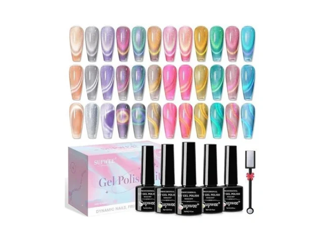 Supwee Cat Eye Gel Nail Polish Set- 12 Colors… Code
