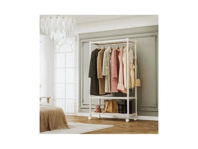 Izeuk Heavy Duty Rolling Garment Rack Wire Clothes… Code