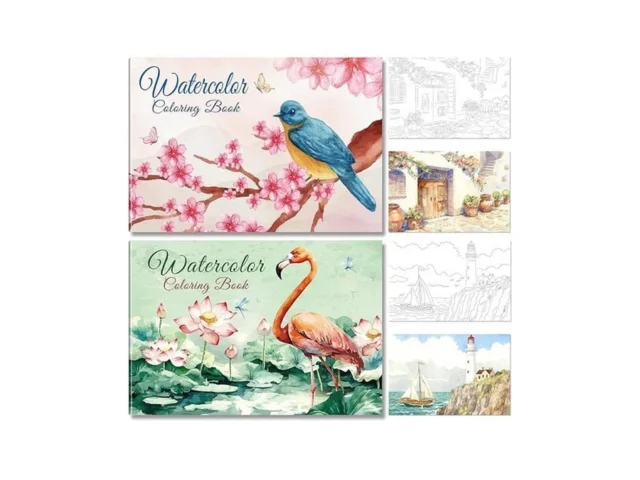 Elfew 2-pack Watercolor Coloring Book For Adults A5… Code