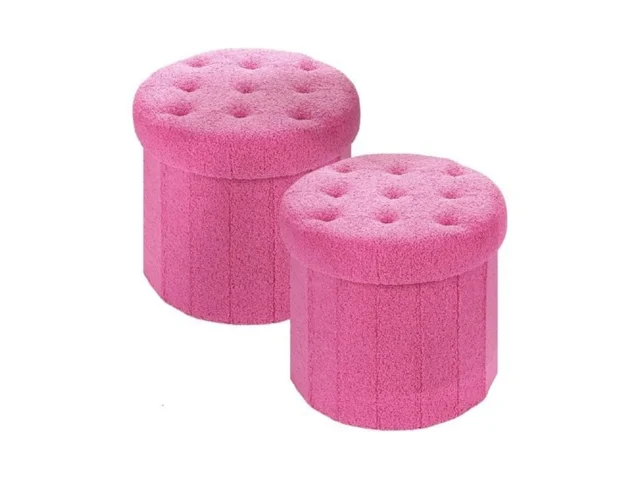 Bsketa Pink Round Ottoman With Storage 2 Pack Foot… Code