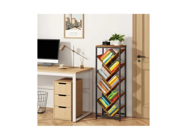 Ibuyke 9 Tier Tree Bookshelf Floor Standing Wood… Coupon