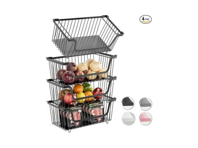 Gaokase 4 Pcs Stackable Wire Baskets For Pantry… Code