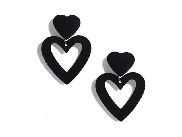Poptopping Double Heart Earrings Dangling Black… Code