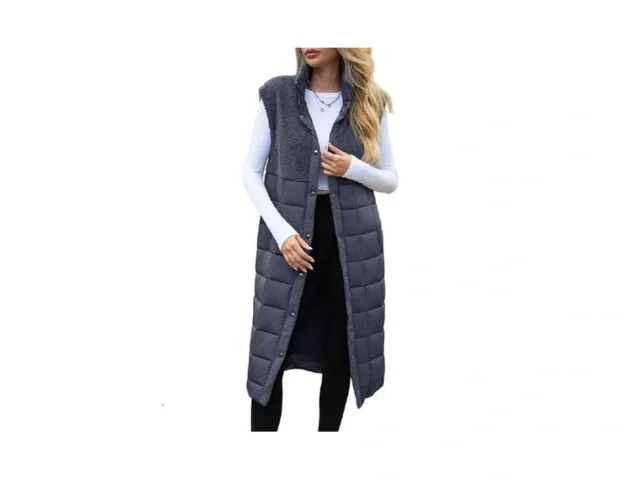 Umeko Women S Long Puffer Vest Fleece Jacket Winter… Code