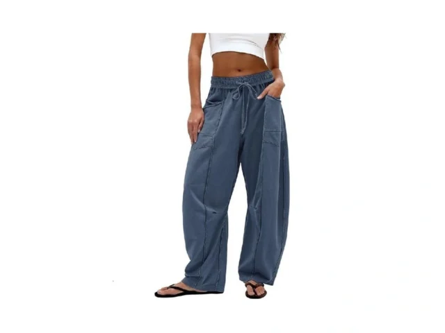 Dokuritu Barrel Pants Women Casual Drawstring Baggy… Code