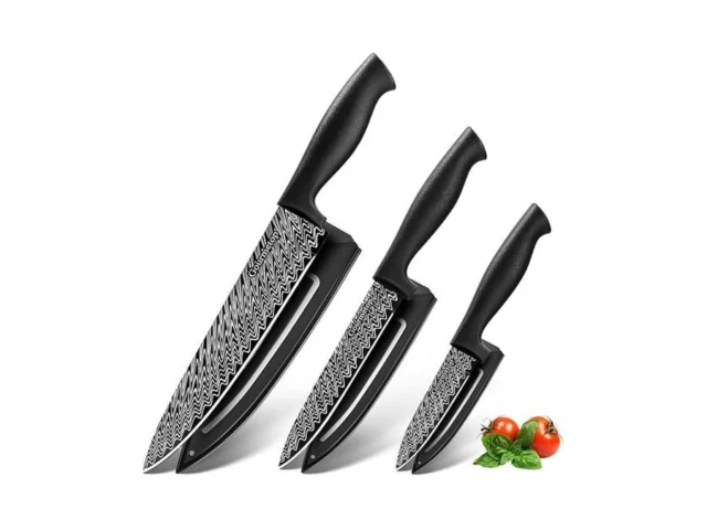 Gourmetop Kitchen Knife Set With Cover 3 Pcs Black… Code