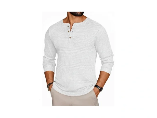 Ekouaer Mens Henley Long Sleeve Shirts Waffle… Code