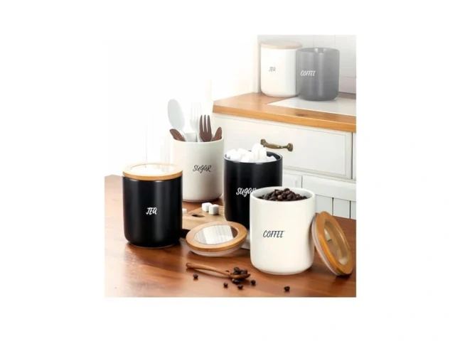 Coffee Tea Sugar Canisters Ceramic Canister For The…